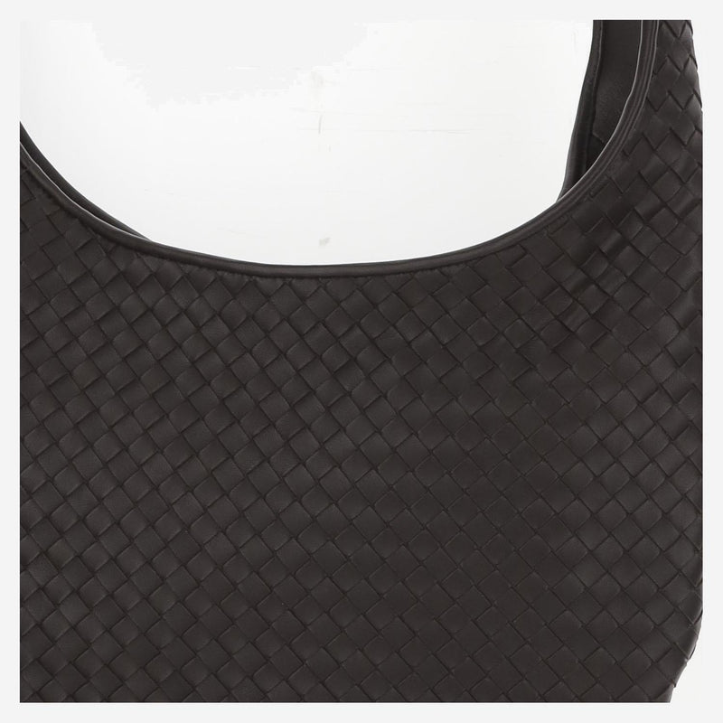Bottega Veneta Woven Lambskin Crossbody Bag — Brown Leather