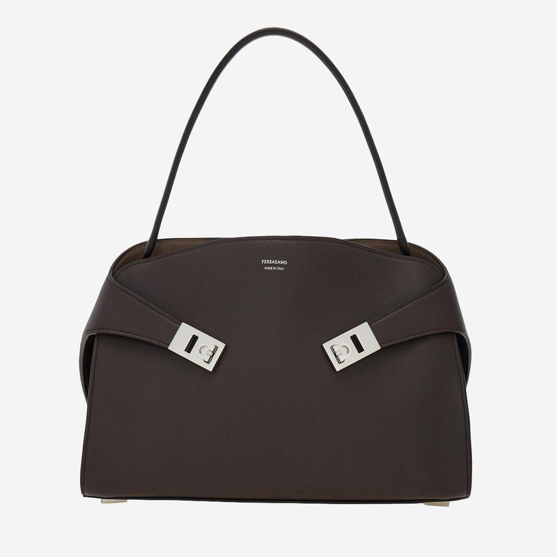 Ferragamo Hug Shoulder Bag — Brown Leather
