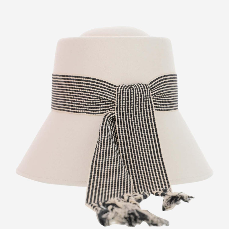 Maison Michel 1157003001 Cloche Hat — White Rabbit Felt; Detail: Acrylic Baseball Caps