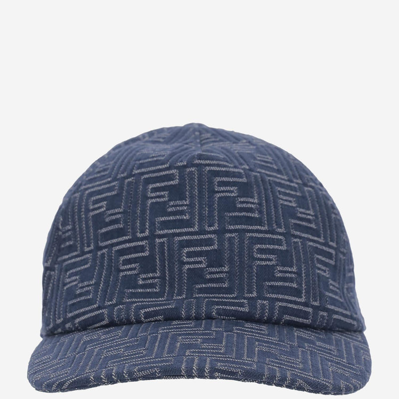 Fendi Fxq768 Ff-Embroidered Cotton Baseball Cap — Blue Caps