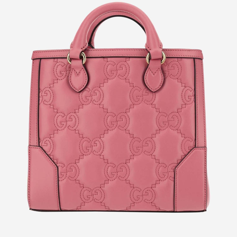 Gucci Gg Matelassé Tote Bag — Pink Calfskin Leather