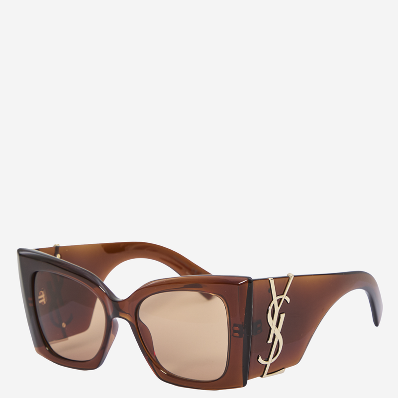 Saint Laurent 862888 Oversized Cat-Eye Acetate Sunglasses — Brown