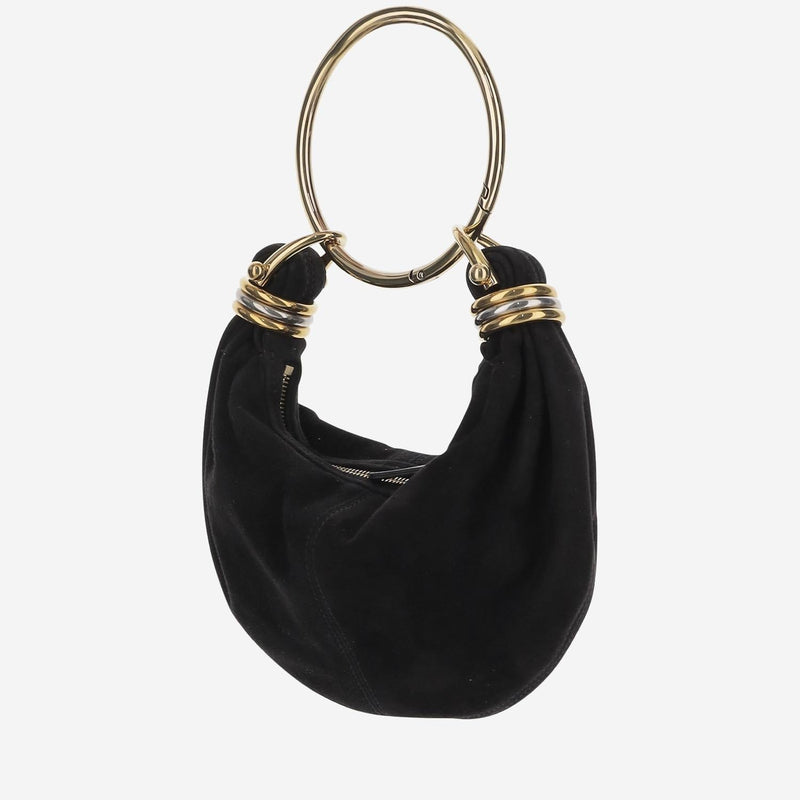 Chloé Bracelet Hobo Bag — Black Goat Suede (capra Hircus)