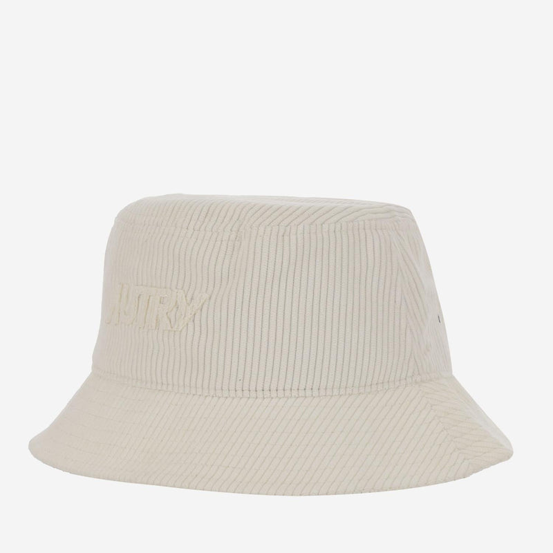 Autry Acpur2uc Ribbed Knit Logo Bucket Hat — White Polyester
