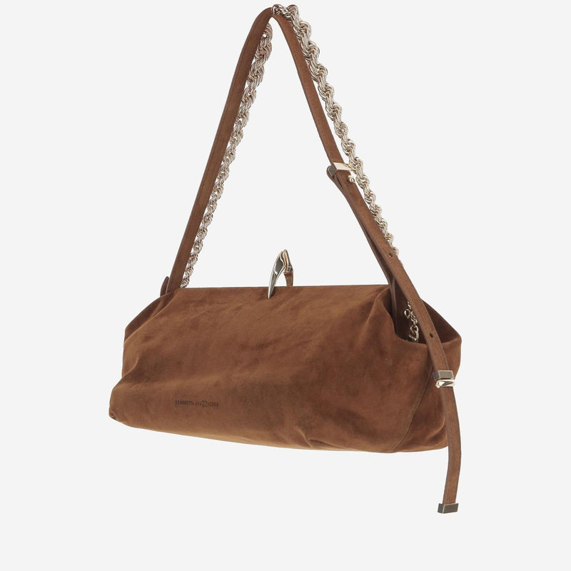 Benedetta Bruzziches Sophia Shoulder Bag — Brown Suede Leather