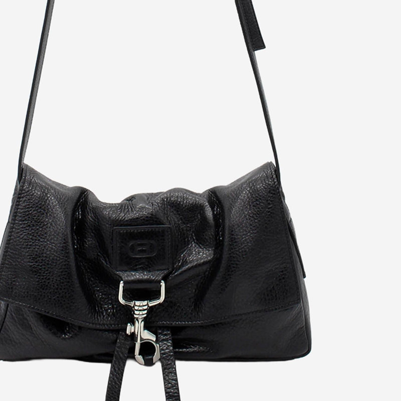 Radica Studio Hammered Nappa Leather Shoulder Bag — Black