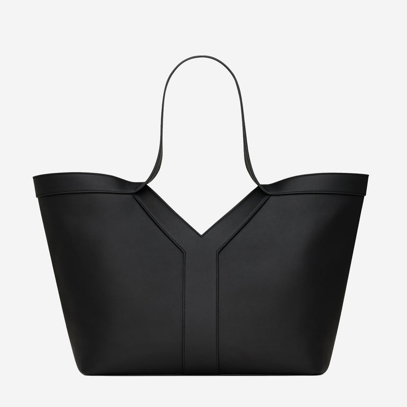 Saint Laurent Fine-Grained Leather Tote Bag — Black