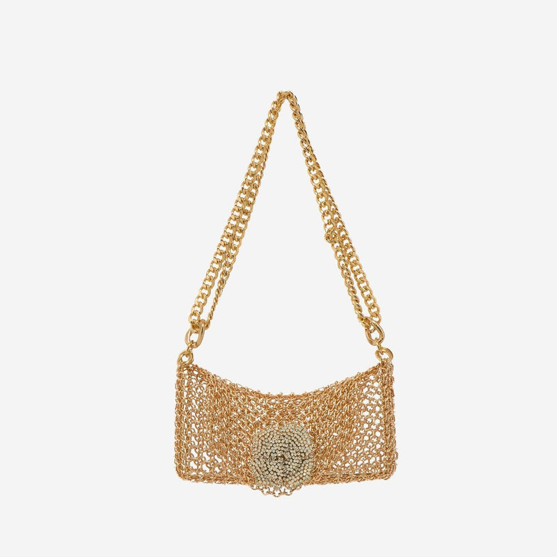 Silvia Gnecchi Camelia Shoulder Bag — Gold Brass