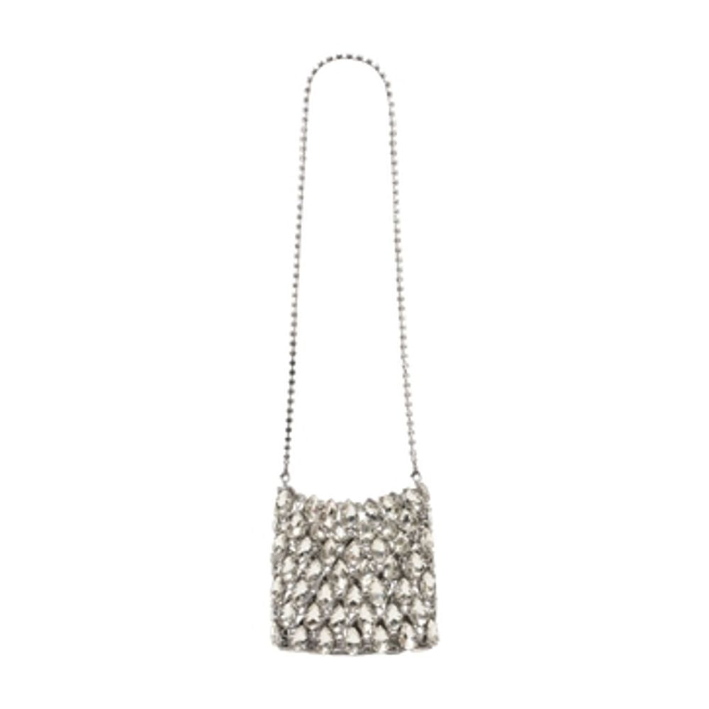 Self-Portrait Crystal-Embellished Synthetic Crossbody Bag — Silver