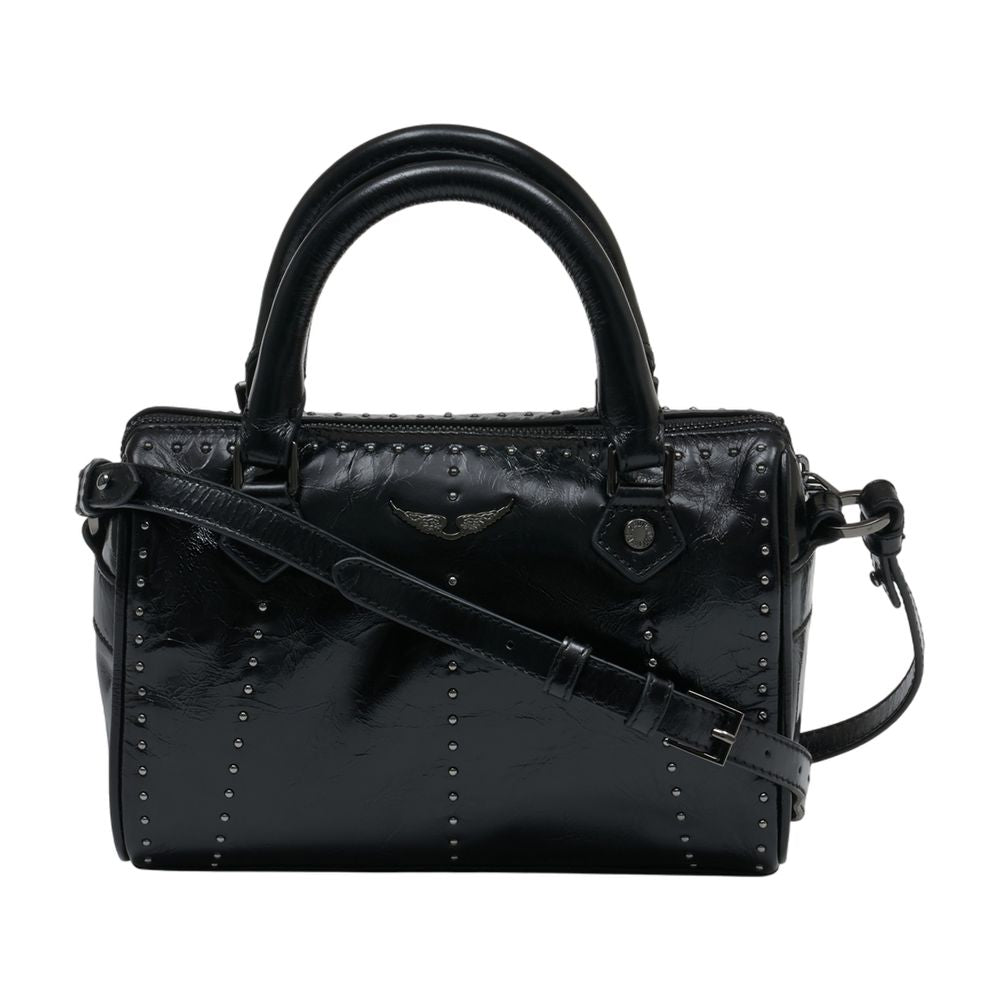 Zadig & Voltaire Studded Calfskin Top Handle Bag — Black