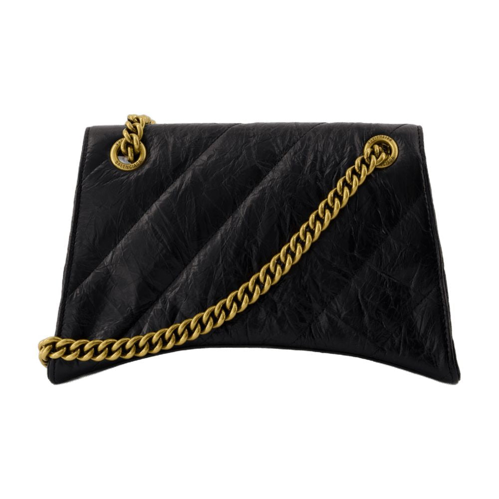 Balenciaga Crush Chain Shoulder Bag — Black Calfskin