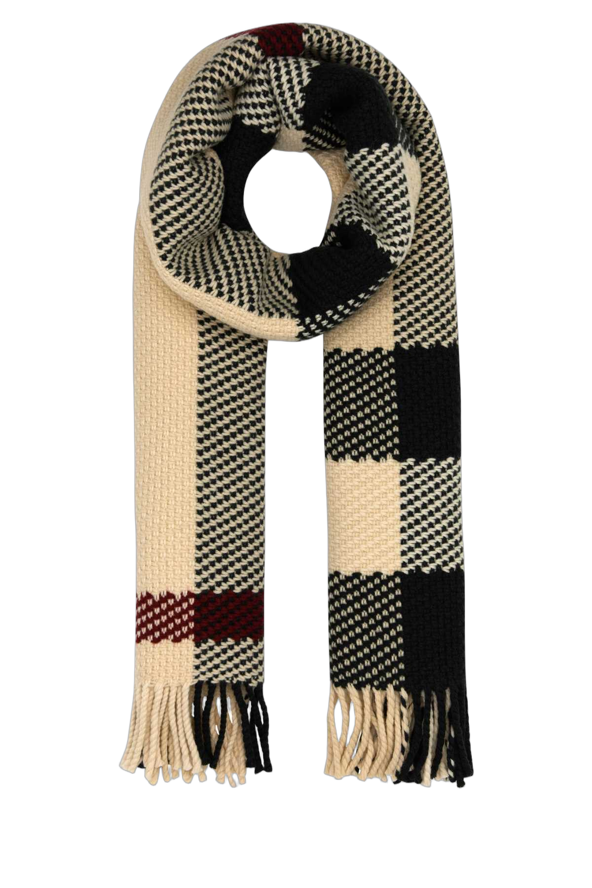 Burberry Check Wool Scarf — Beige Exterior: Scarfs