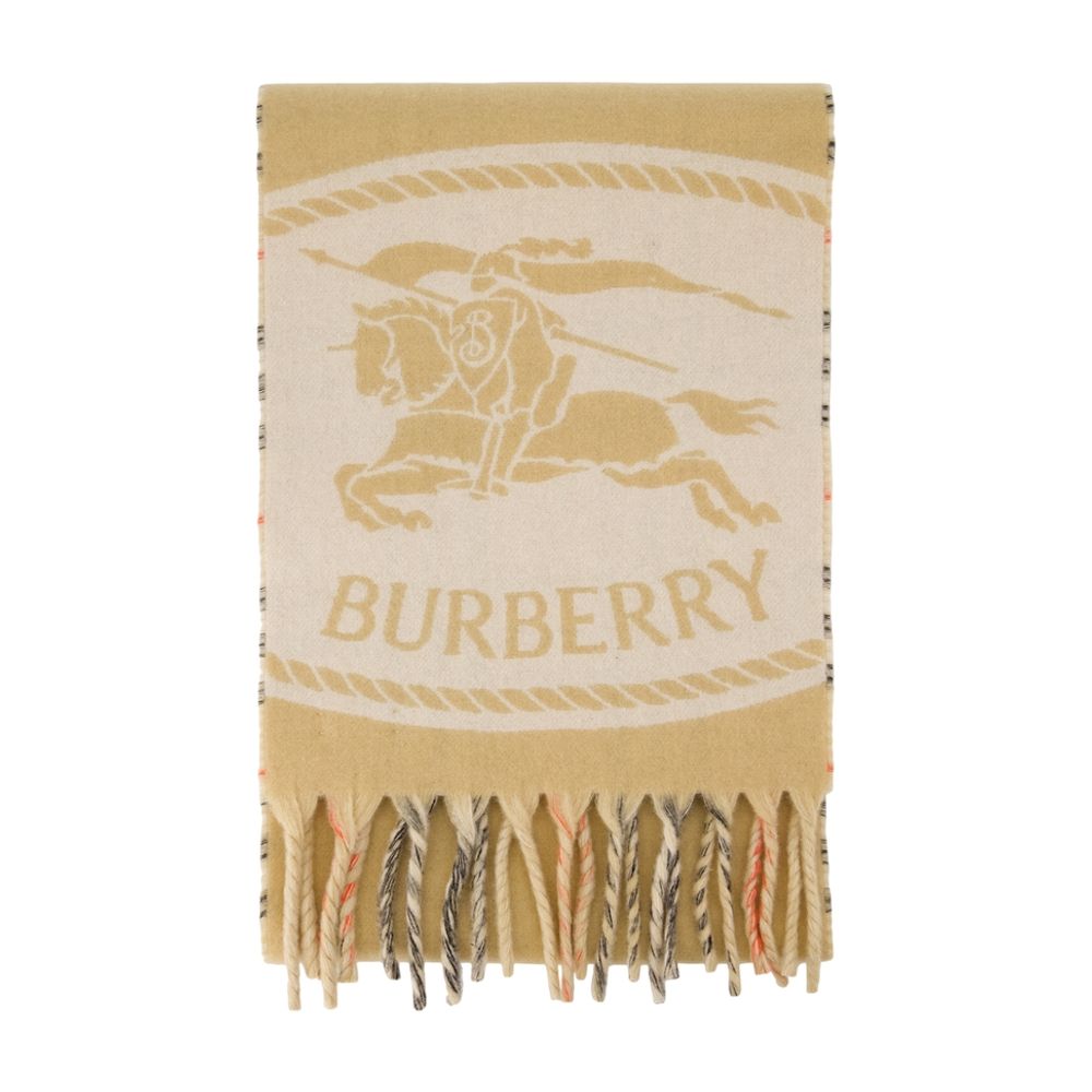 Burberry Knight Crest Cashmere Scarf — Beige Scarfs