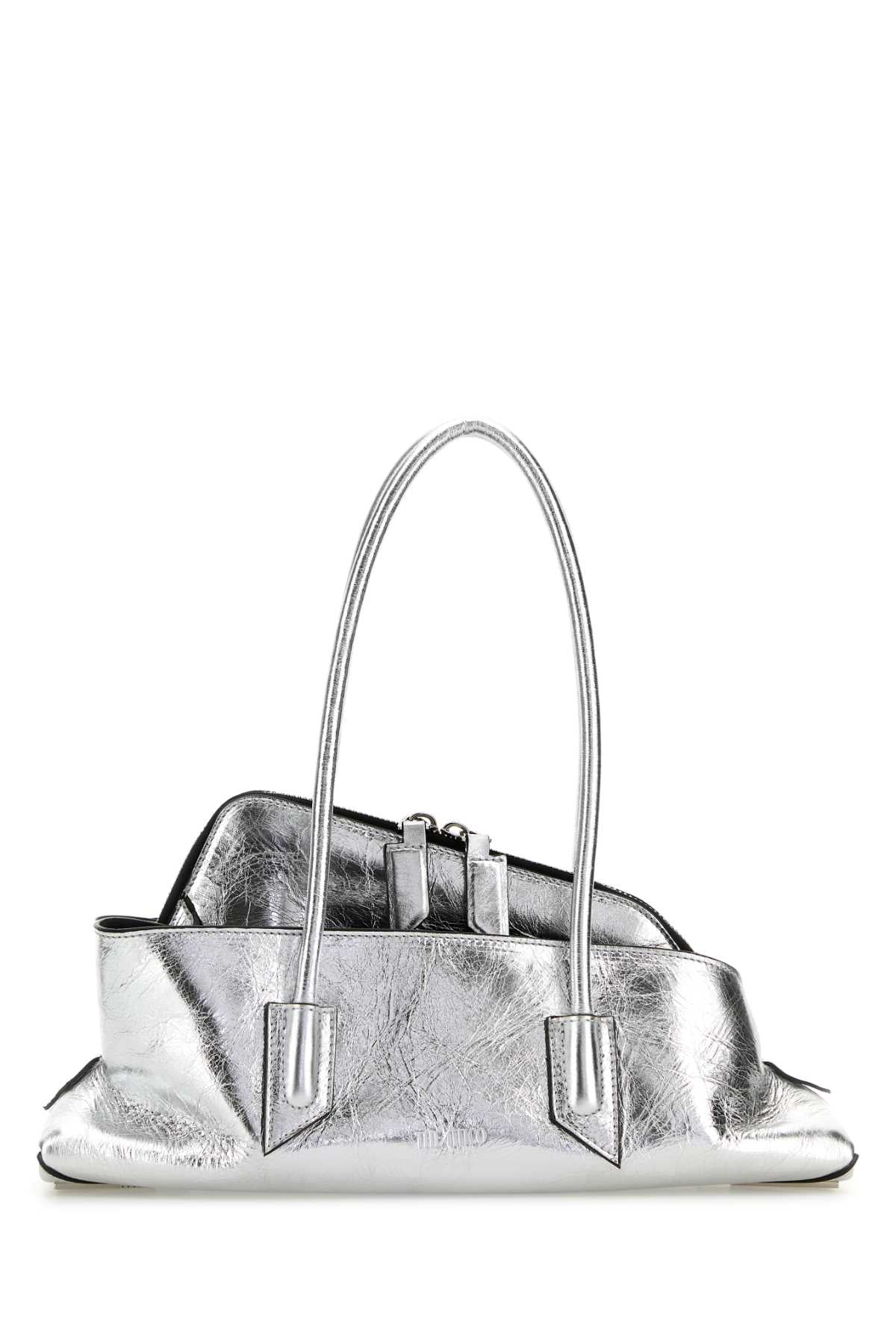 The Attico Metallic Calf Leather Shoulder Bag — Silver