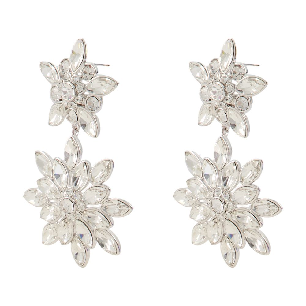 Self-Portrait Crystal-Embellished Tiered Earrings — Silver