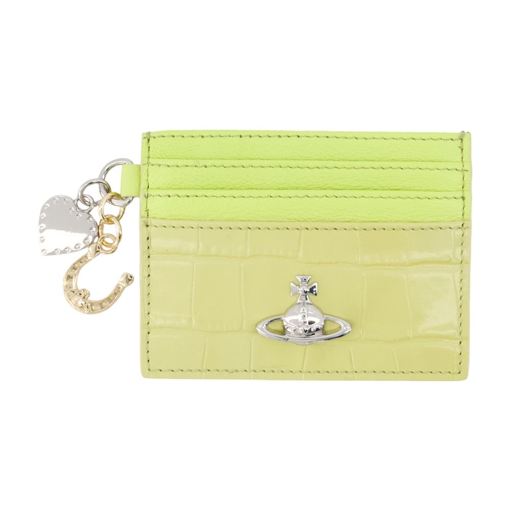 Vivienne Westwood Crocodile-Embossed Calfskin Card Case — Green Cases