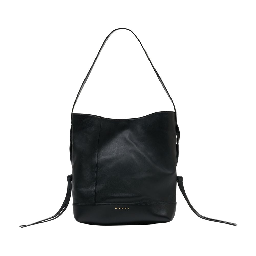 Marni Lambskin Leather Shoulder Bag — Black