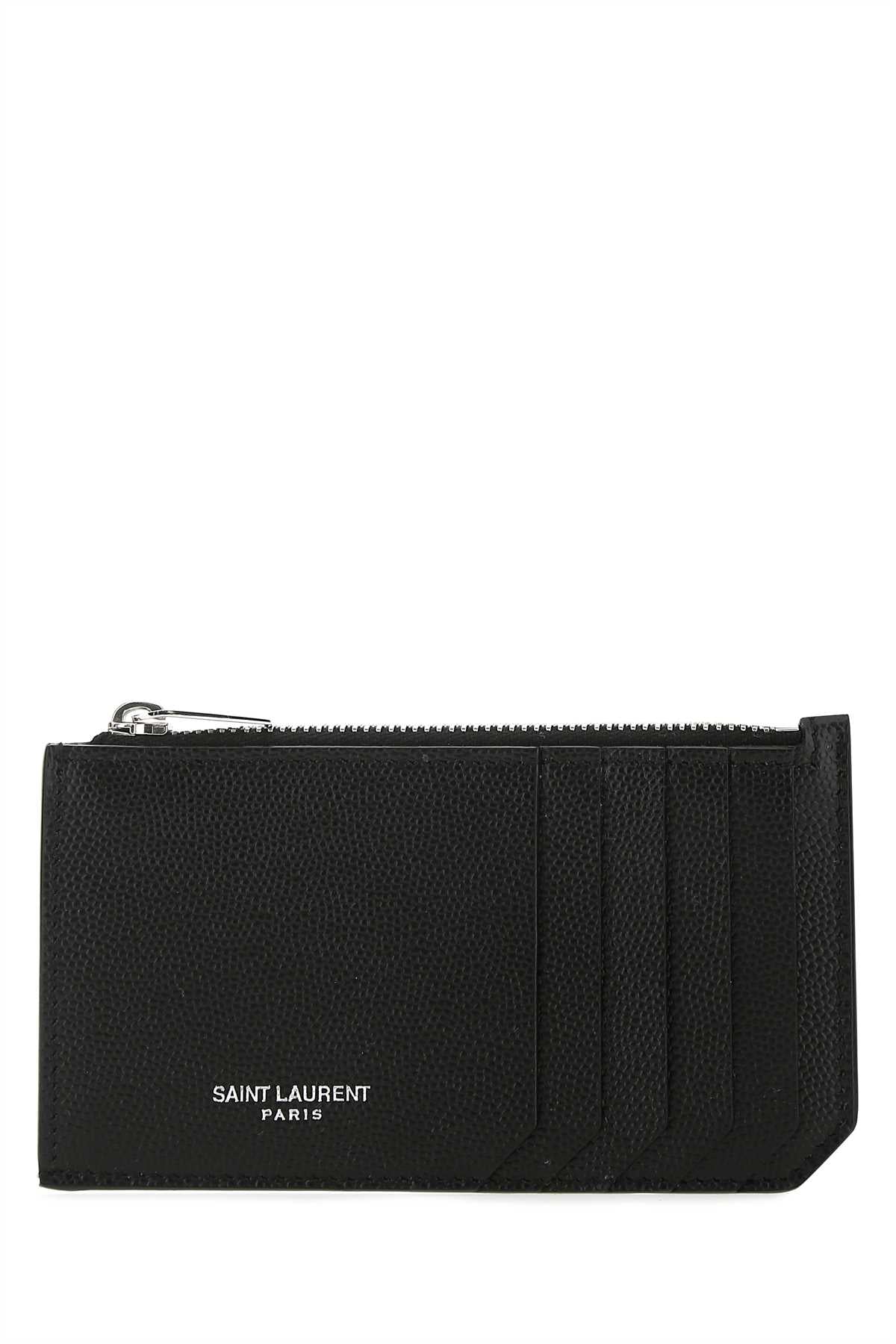 Saint Laurent Pebbled Calfskin Wallet — Black