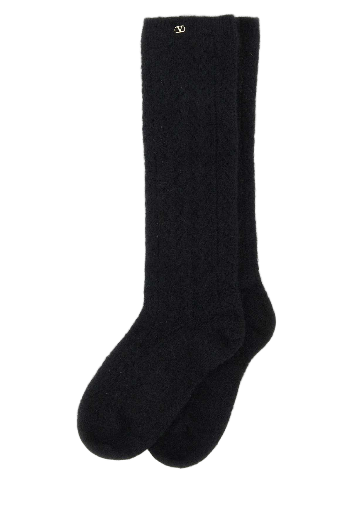 Valentino Garavani Mohair-Blend Crew Socks — Black Glove