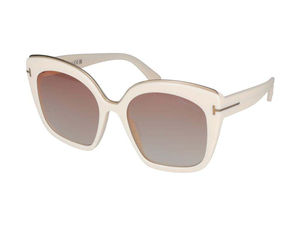 Tom Ford Ft0944 Oversized Square-Frame Sunglasses — Cream Plastic