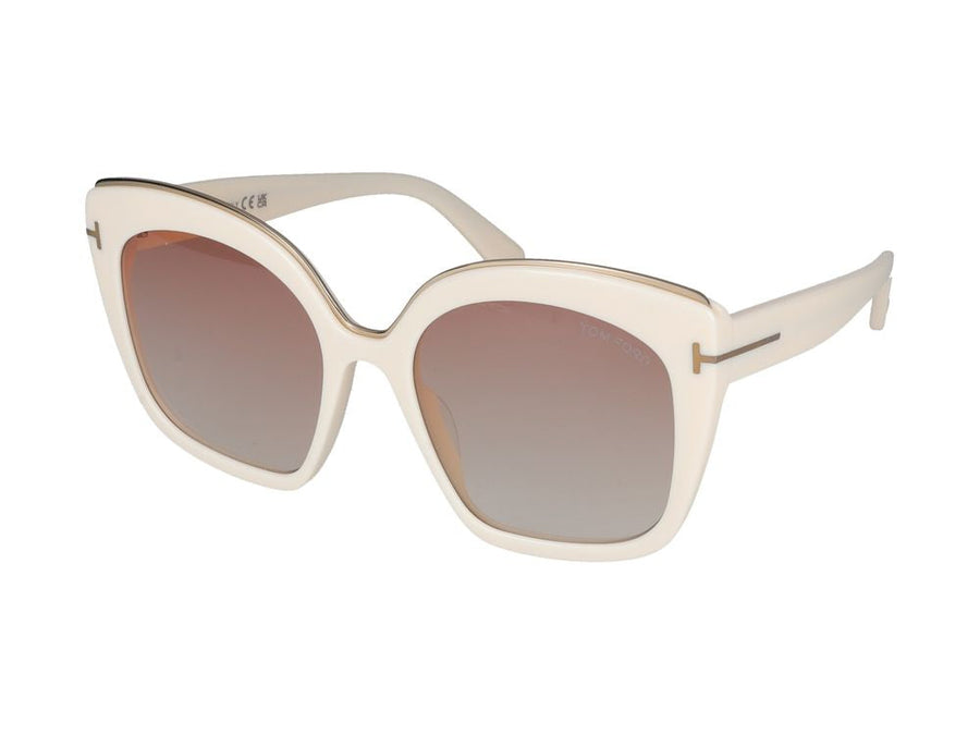 Tom Ford Ft0944 Oversized Square-Frame Sunglasses — Cream Plastic