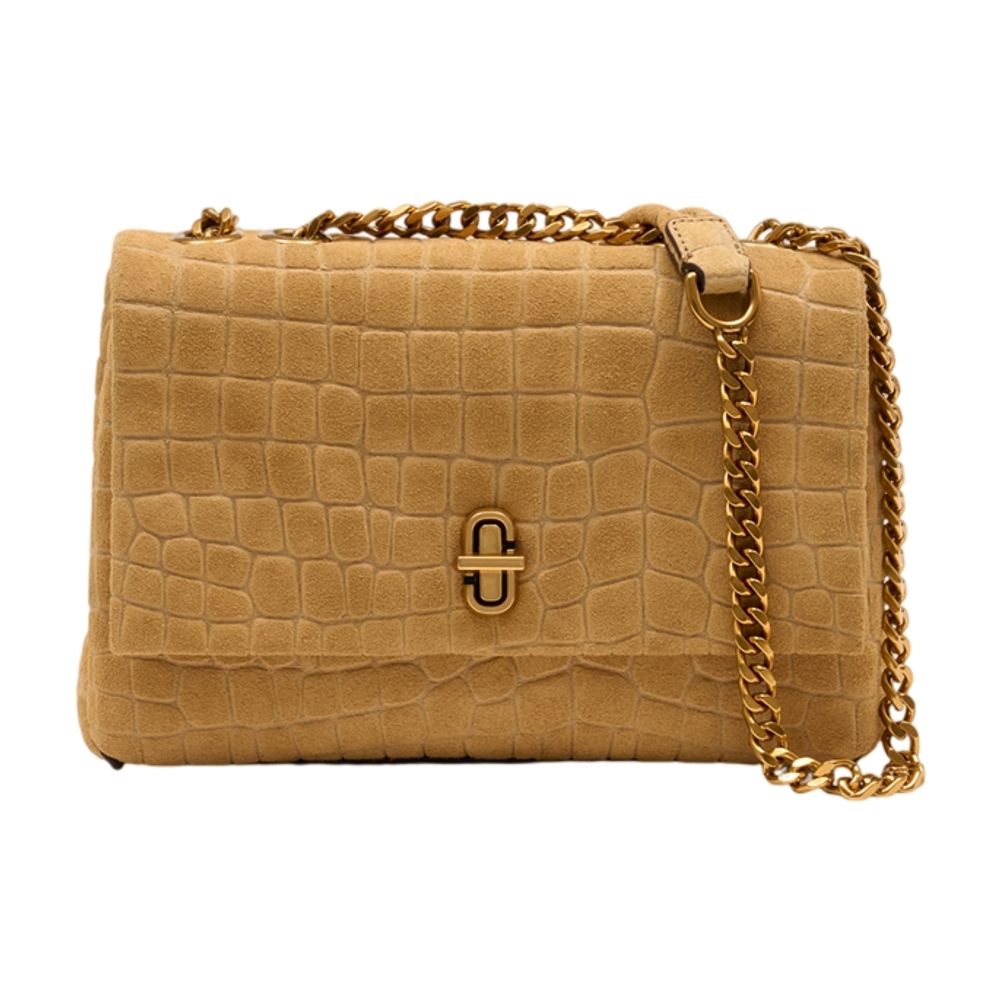 Marc Jacobs Crocodile-Embossed Cowhide Shoulder Bag — Beige