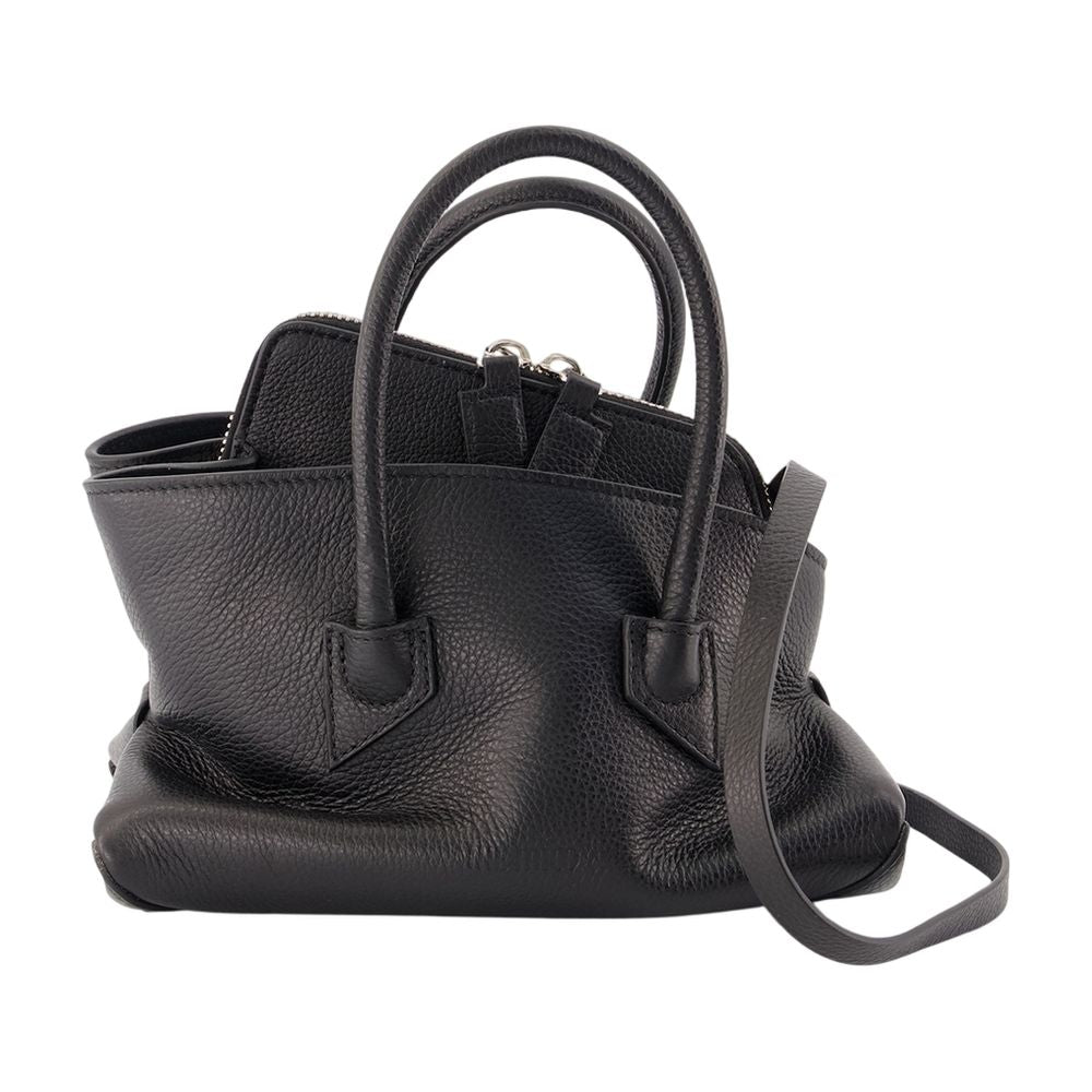 The Attico La Passeggiata Top Handle Bag — Black Calfskin