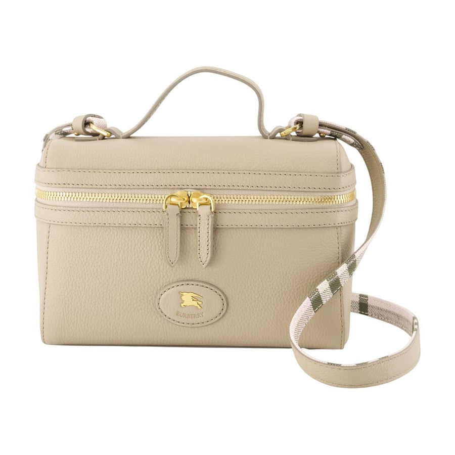 Burberry Grained Calfskin Vanity Case — Beige Top Handle Bags