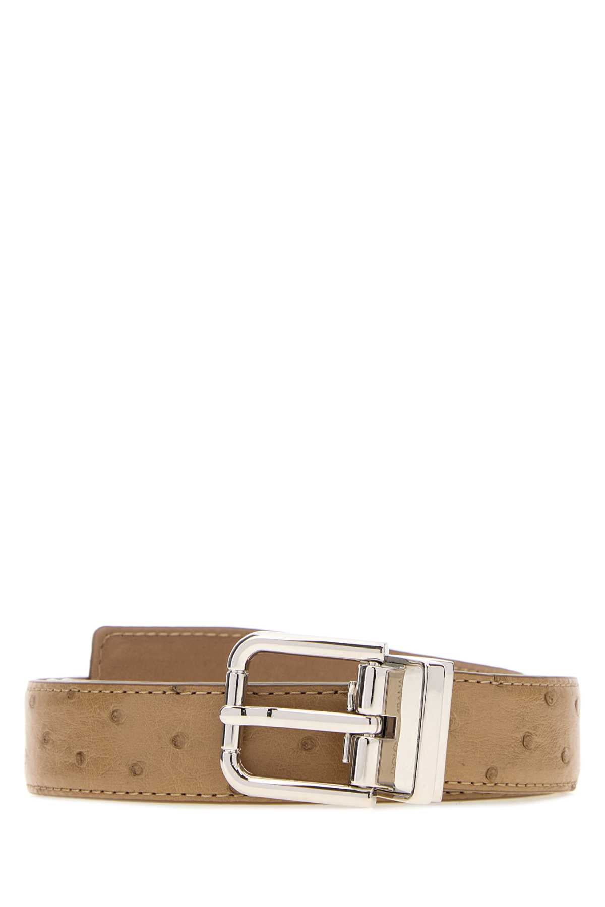 Dolce & Gabbana Perforated Leather Belt — Beige
