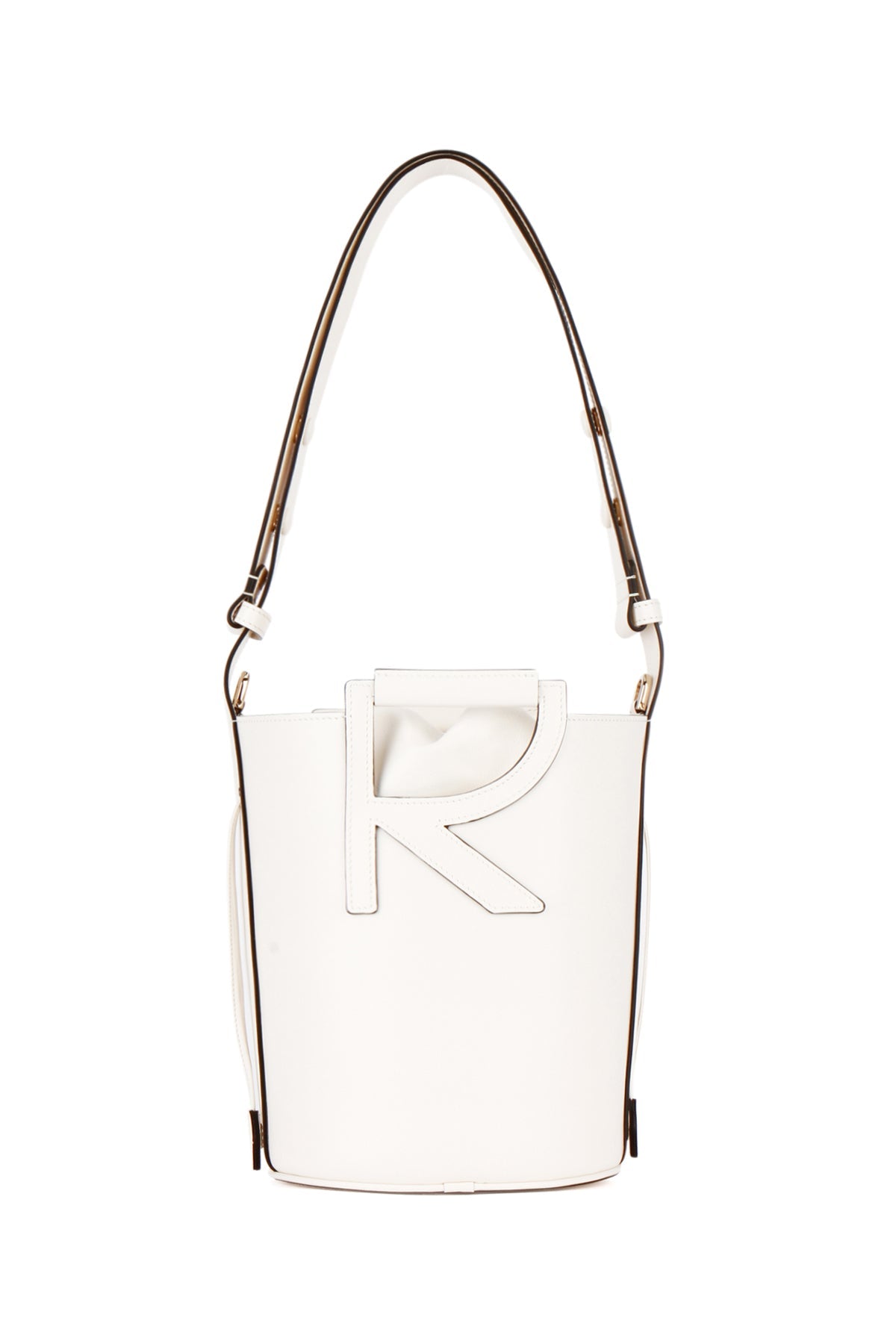 Roger Vivier Embossed Logo Shoulder Bag — White Leather