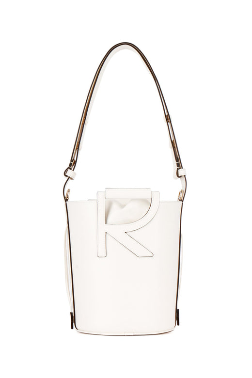 Roger Vivier Embossed Logo Shoulder Bag — White Leather