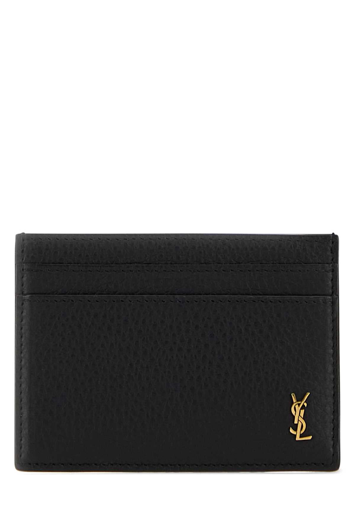 Saint Laurent Leather Card Case — Black Wallet