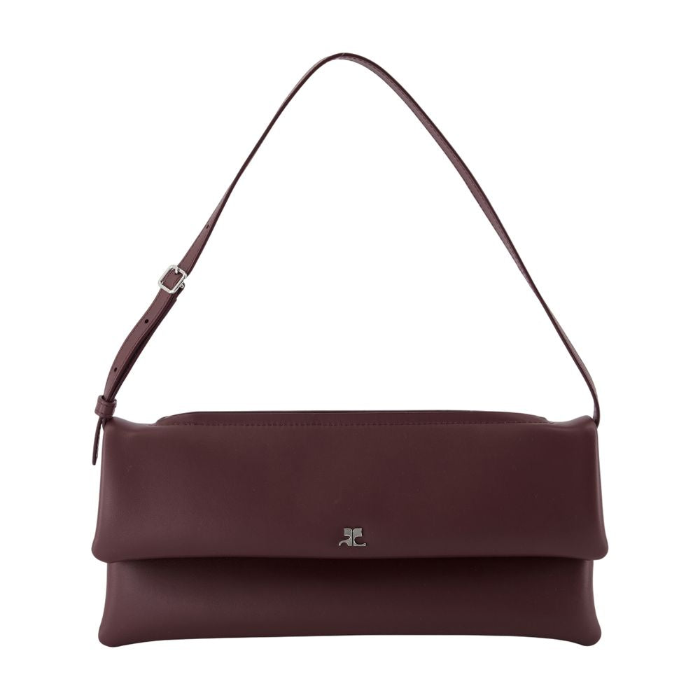 Courreges Leather Fold-Over Clutch — Burgundy Wallet