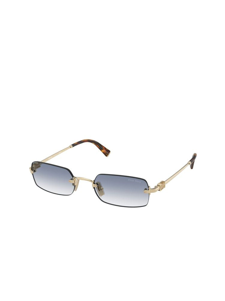 Miu Miu B50s Metal Rectangle Frame Sunglasses — Gold