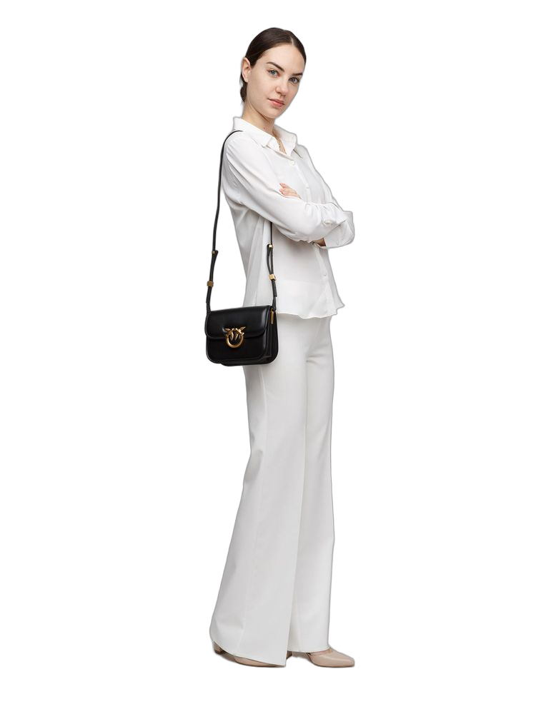 Pinko Love Box Crossbody Bag — Black Sheepskin