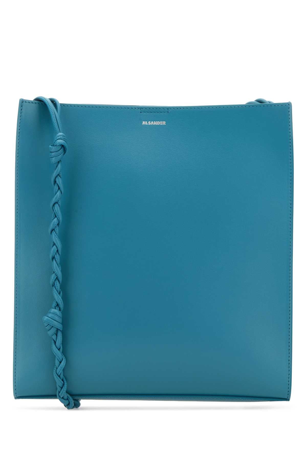 Jil Sander Braided Strap Leather Shoulder Bag — Blue