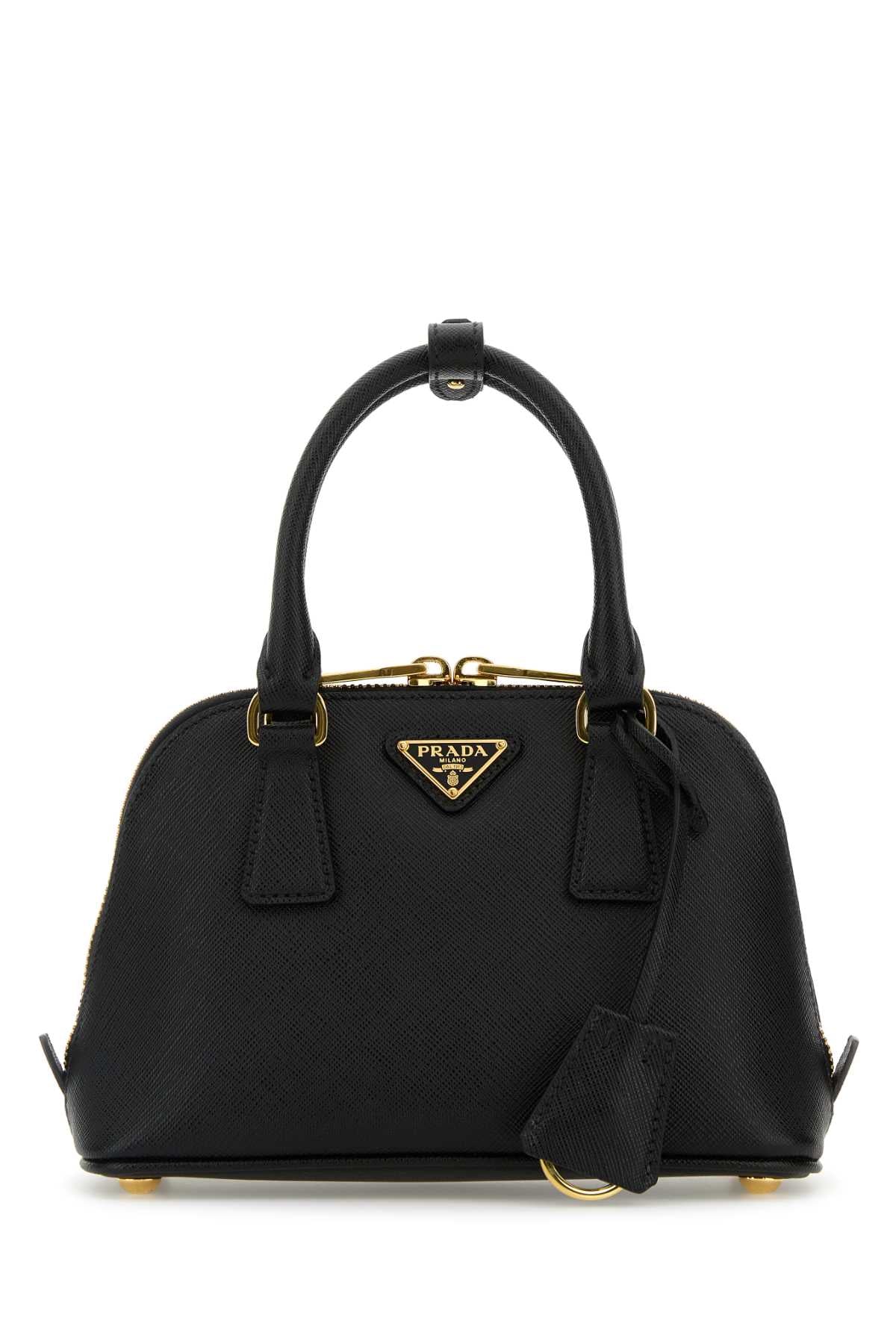 Prada Handle Top Bag — Black Vitello