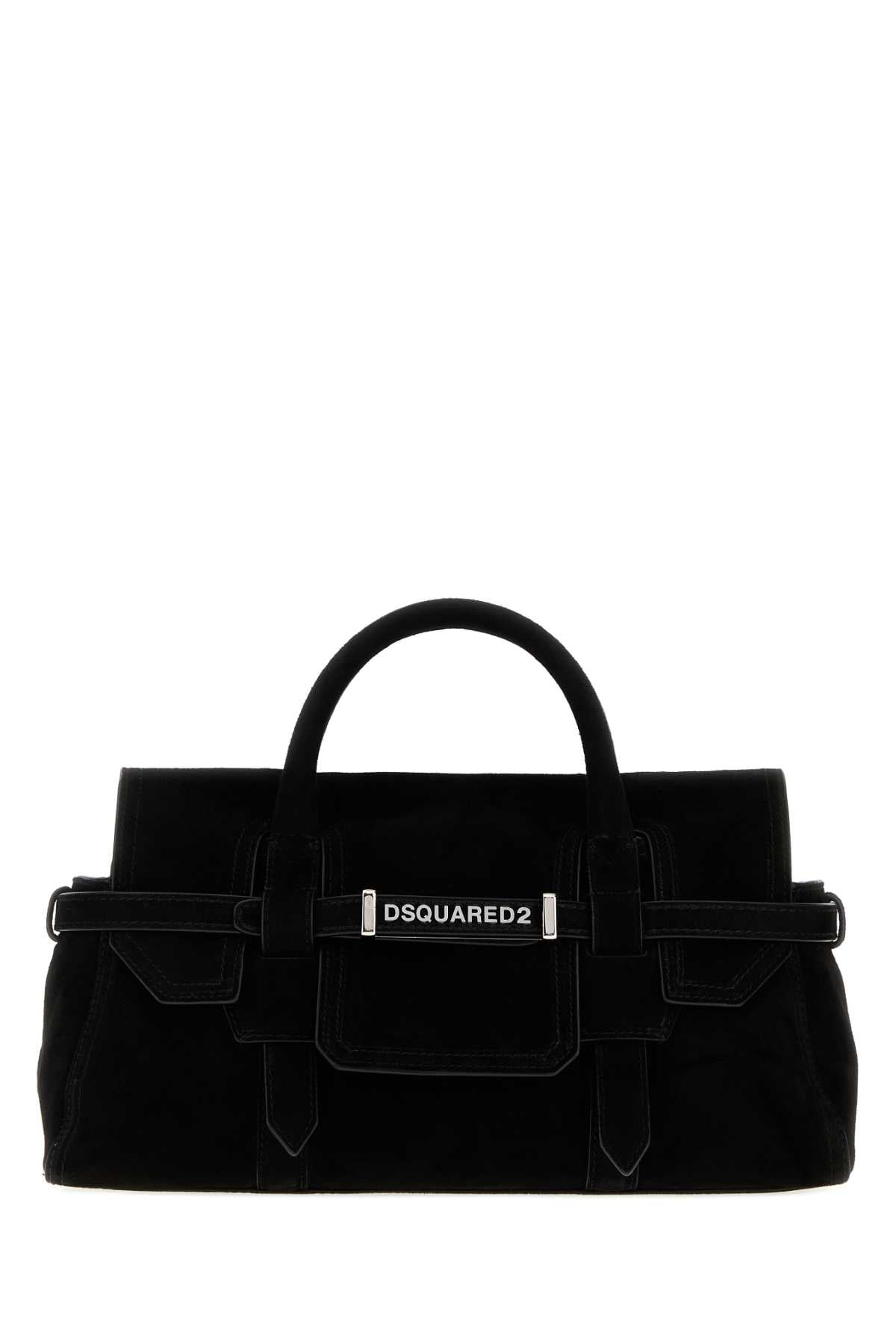 Dsquared2 Suede Twin-Handle Shoulder Bag — Black