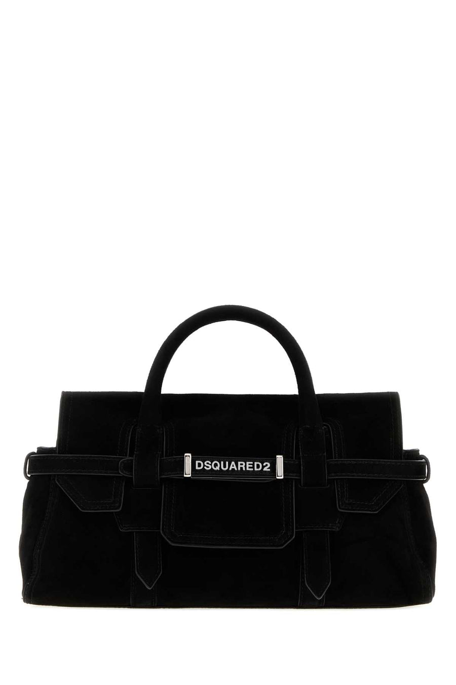 Dsquared2 Suede Twin-Handle Shoulder Bag — Black