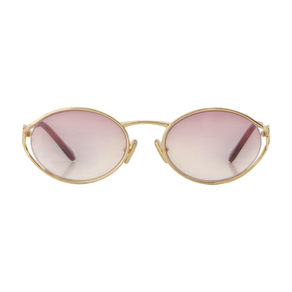 Miu Miu 0mu52ys-5ak06s54 Oval Acetate Sunglasses — Gold