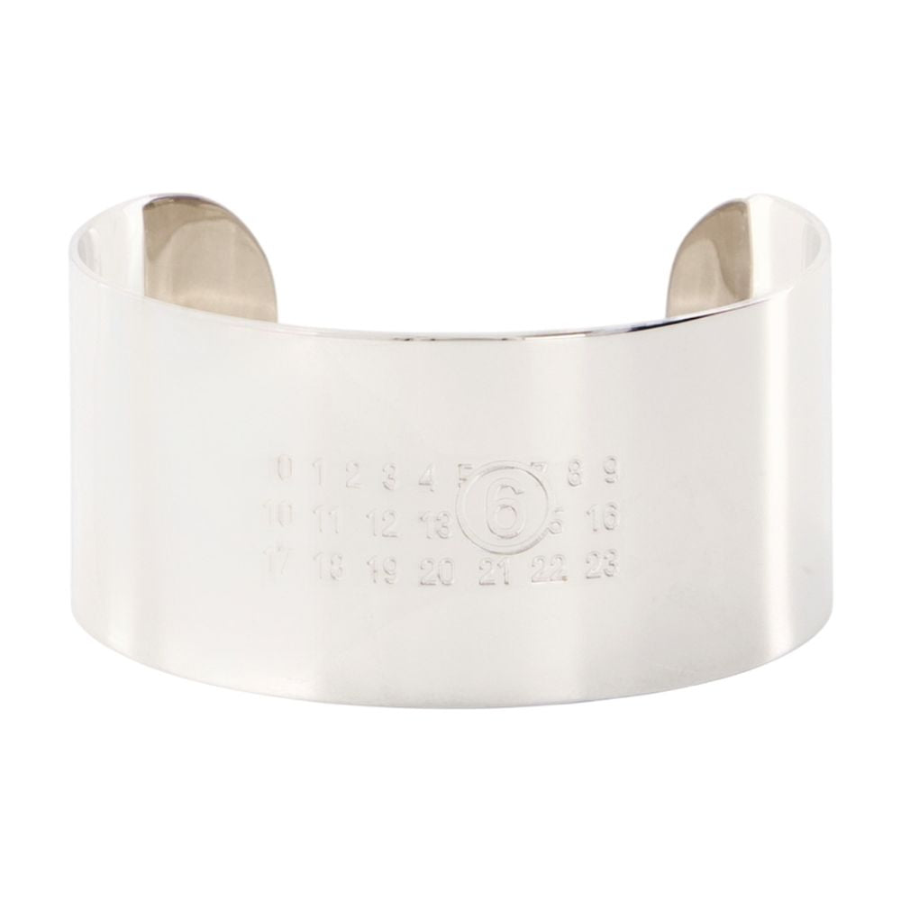Mm6 Maison Margiela Embossed Metal Cuff Bracelet — Silver Bracelets