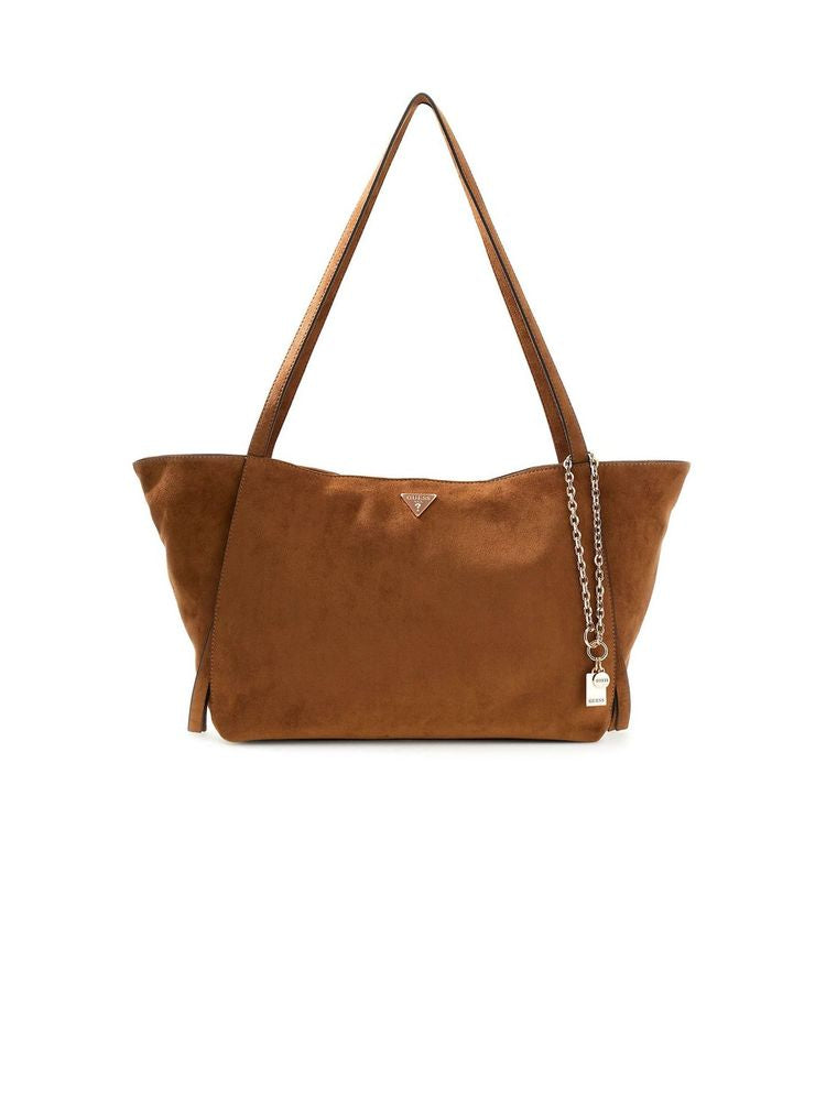 Guess Devon 3 Comp Tote Bag — Brown Polyester