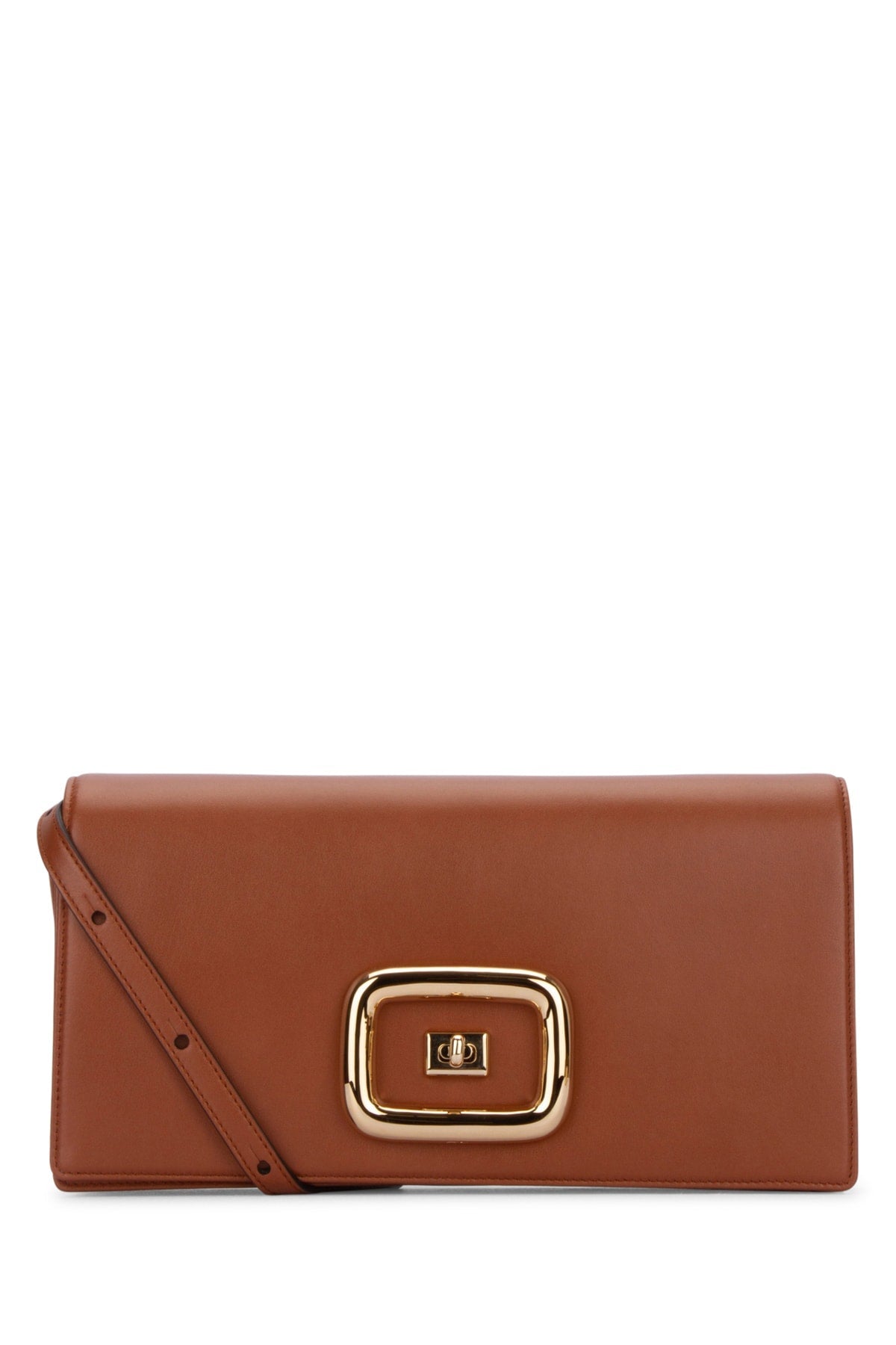 Roger Vivier Leather Structured Shoulder Bag — Brown
