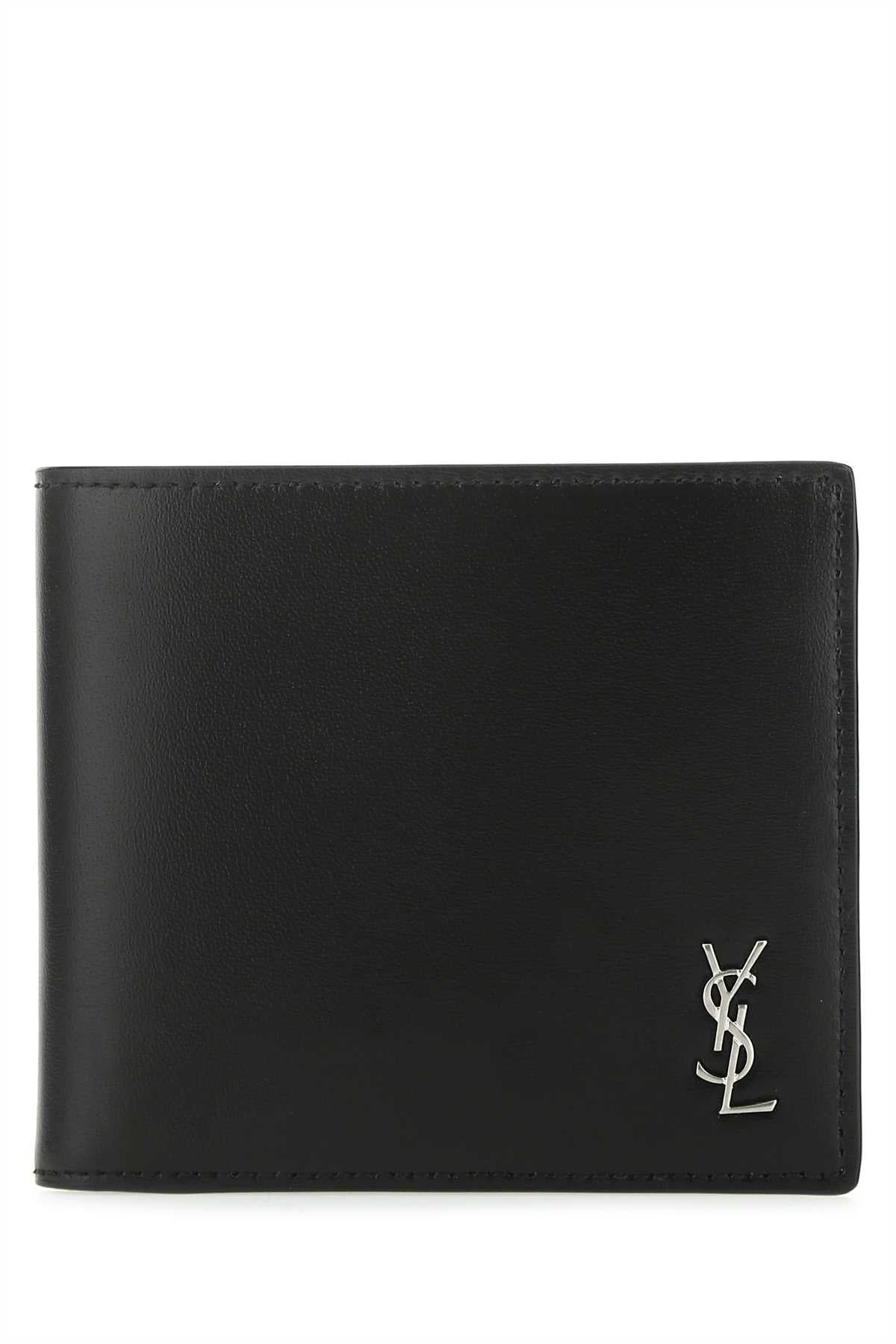 Saint Laurent Leather Wallet — Black Exterior