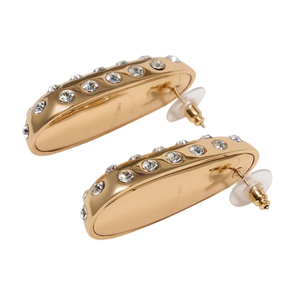 Self-Portrait Crystal Bar Earrings — Gold Metal