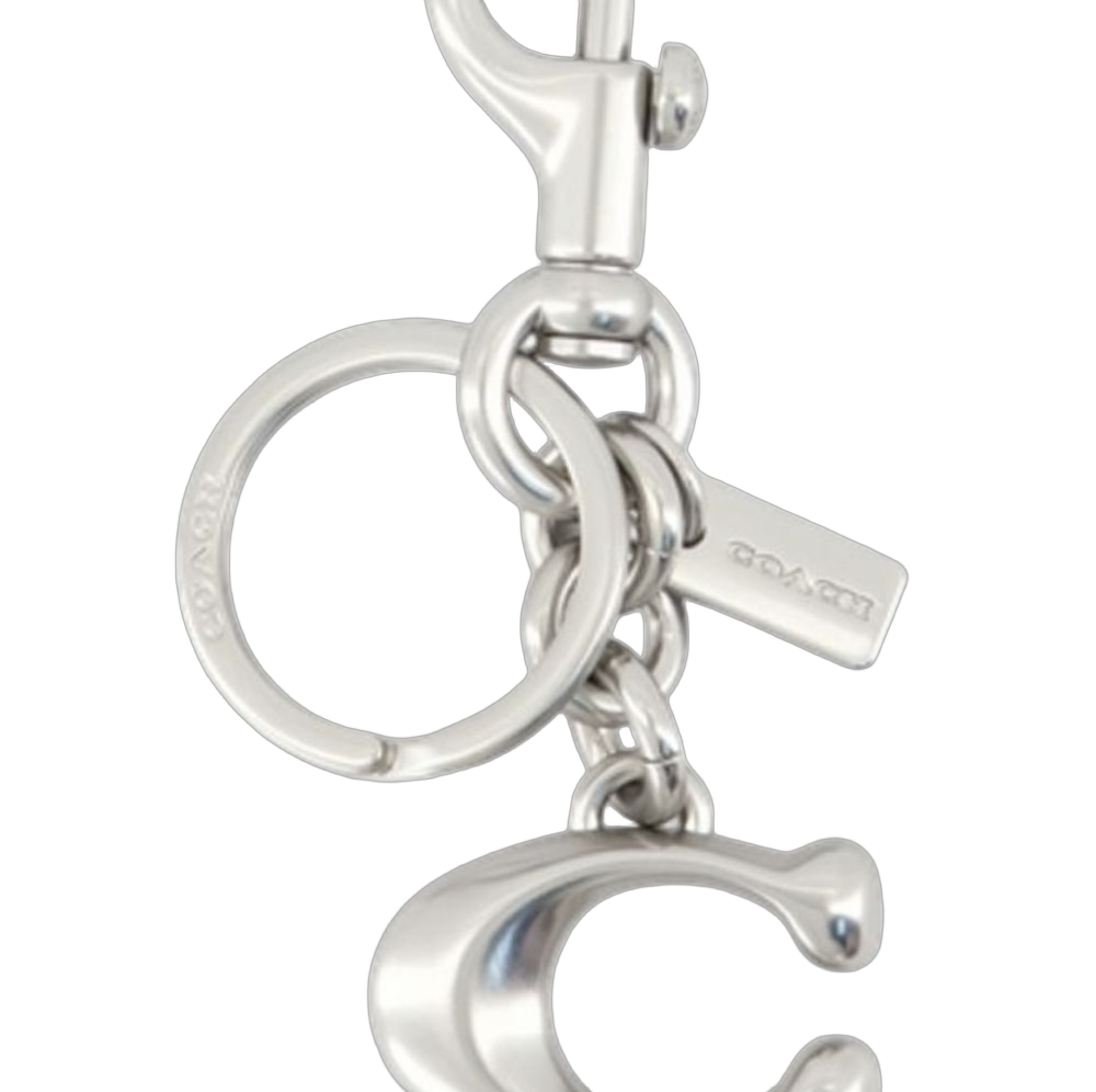 Coach Metal Logo Charm Key Case — Silver Keychains