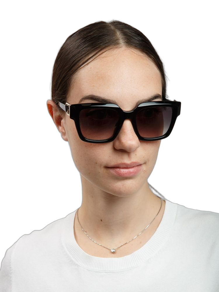 Furla Sfu981 Glossy Black Acetate Sunglasses —