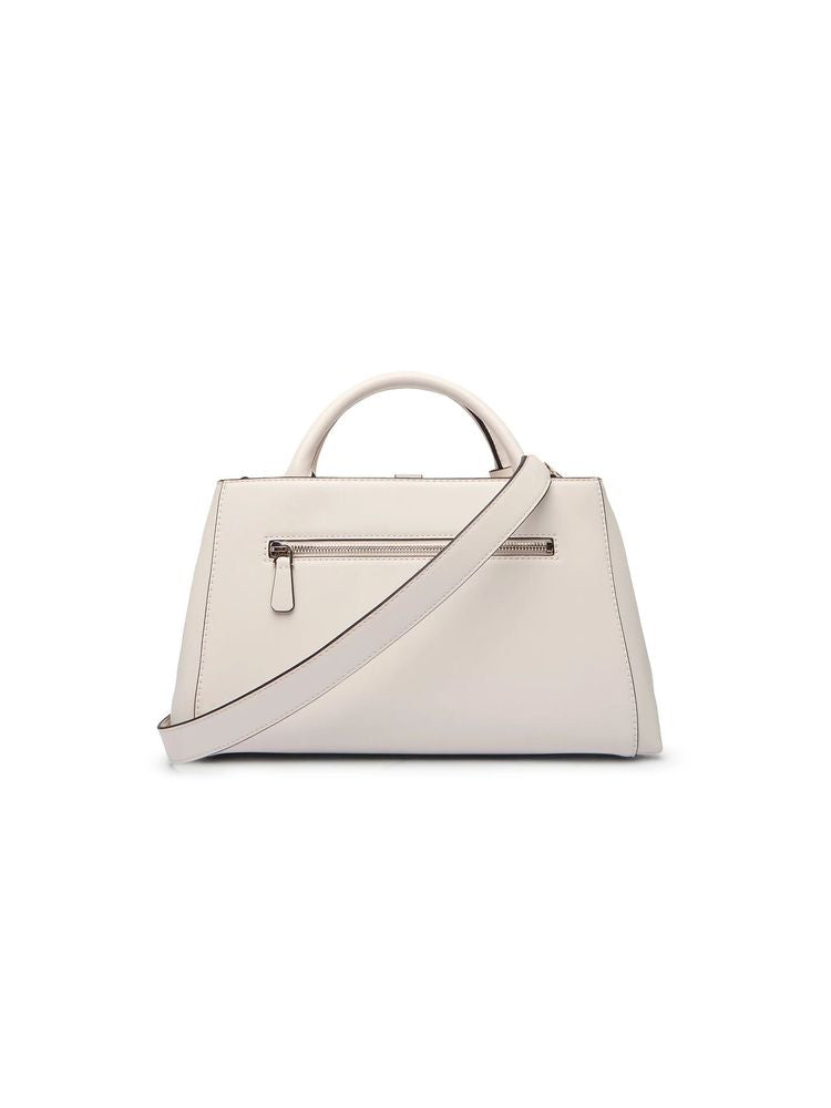 Guess Polyurethane Satchel Top Handle Bag — Beige