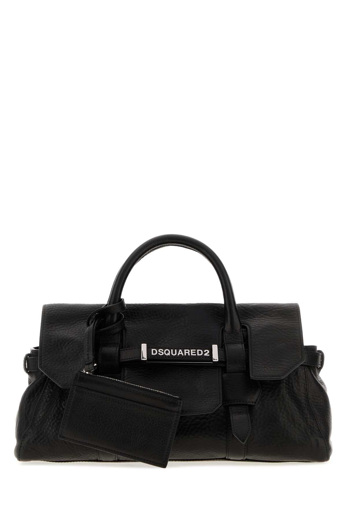 Dsquared2 Textured Leather Top Handle Bag — Black