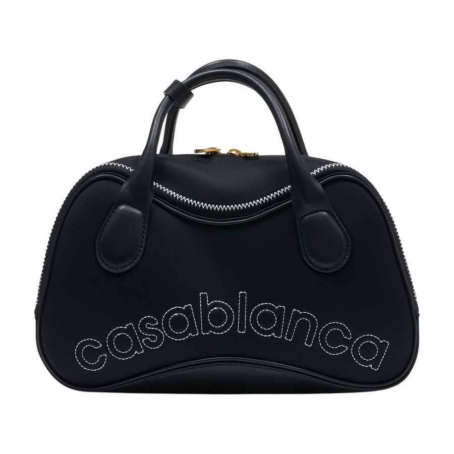 Casablanca Bowling-Shaped Calfskin Mini Bag — Black